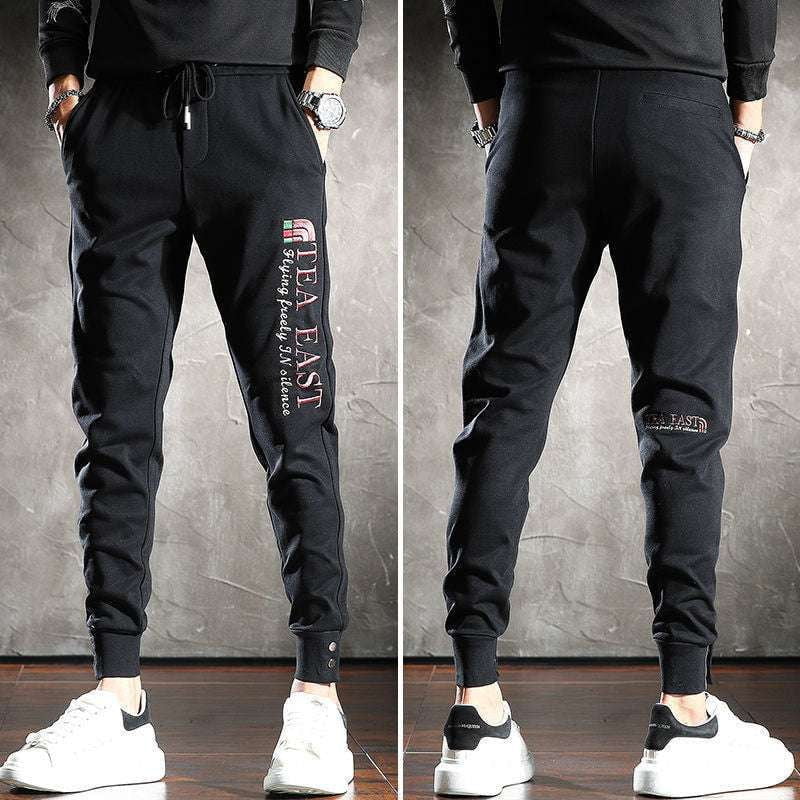 Cotton Casual Sweatpants, Men's Black Sweatpants, Plus Size Joggers - available at Sparq Mart