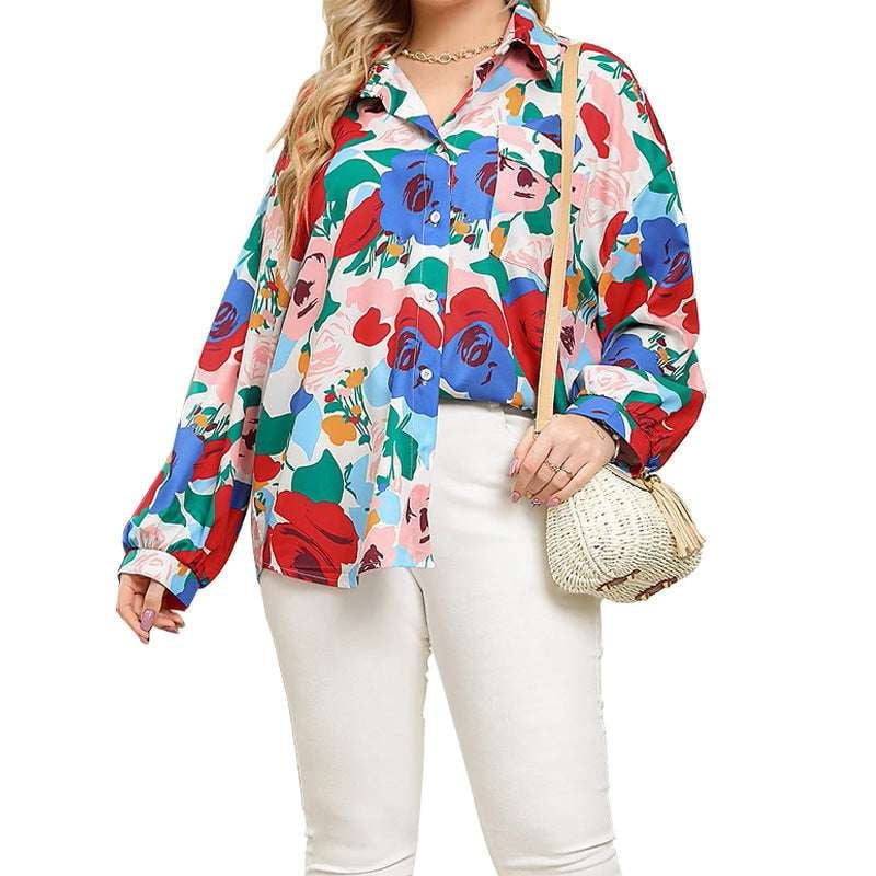 Casual Plus Top, Plus Size Shirt, Printed Long Sleeve - available at Sparq Mart