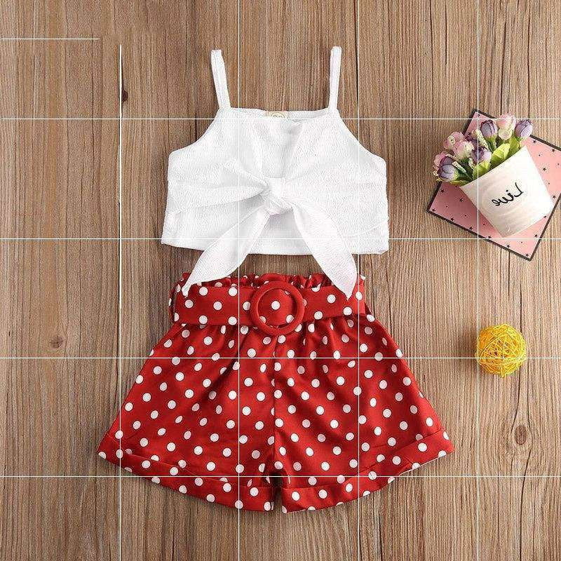 Crop Top Shorts, Kids Trendy Outfits, Polka Dot Suit - available at Sparq Mart