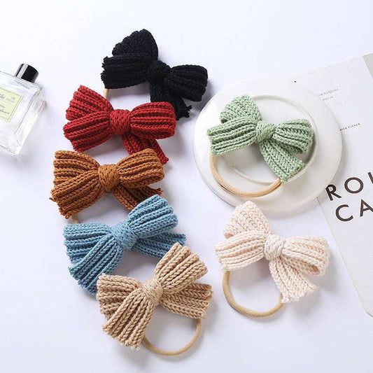 Baby Nylon Headband, Soft Wool Hairband, Wool Bow Hairband - available at Sparq Mart