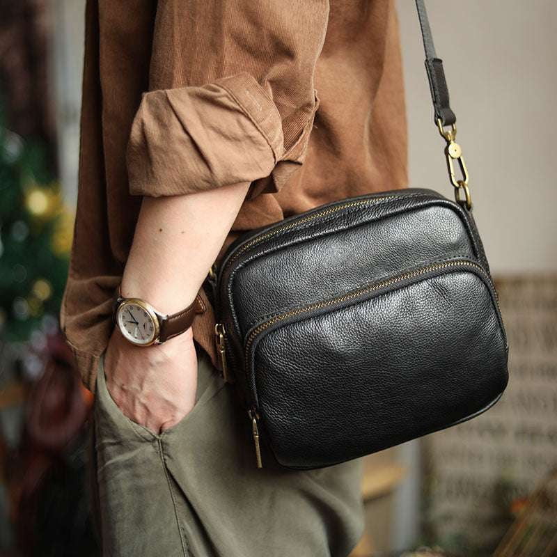 Cowhide Messenger Purse, Durable Shoulder Bag, Men's Leather Crossbody - available at Sparq Mart