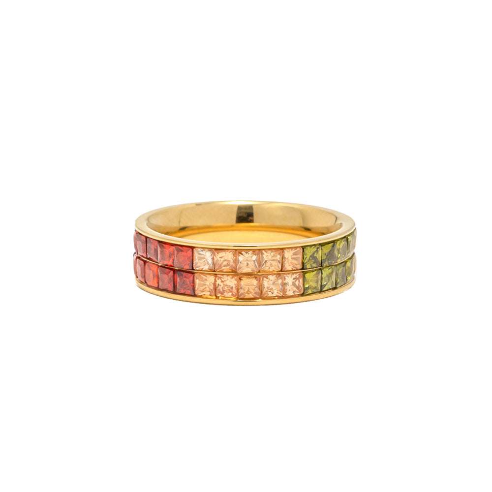 Double Layer, Fashion Square Set, Premium Zirconium Ring - available at Sparq Mart