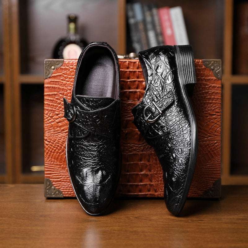 Casual Business Footwear, Leather Buckle Shoes, Men's Designer Shoes - available at Sparq Mart