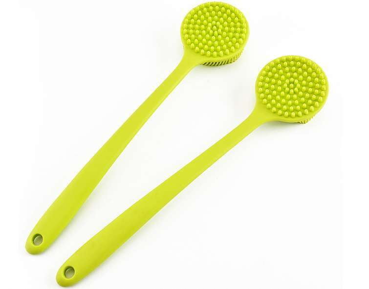 exfoliating back scrubber, flexible bath tool, silicone scrubber stick - available at Sparq Mart