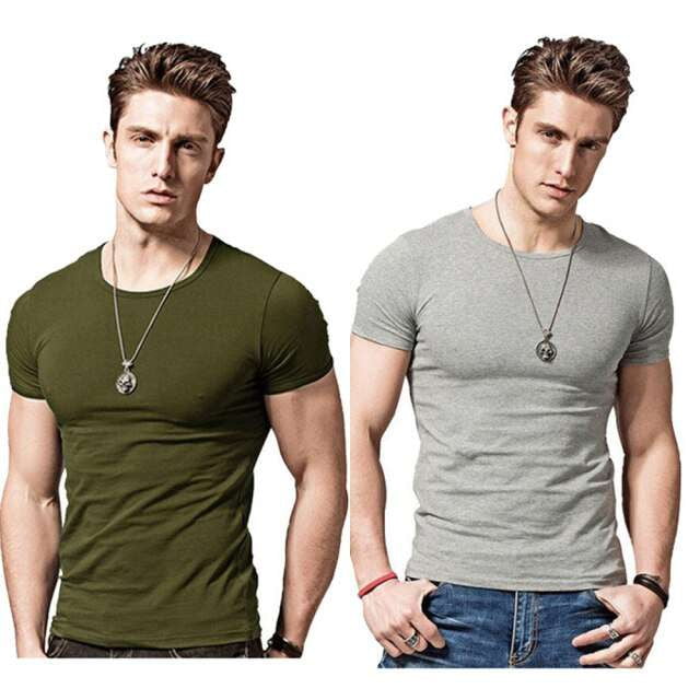 Comfortable Quick-Dry T-Shirt, Men's Slim Fit Tees, Solid Color Workout Shirt - available at Sparq Mart