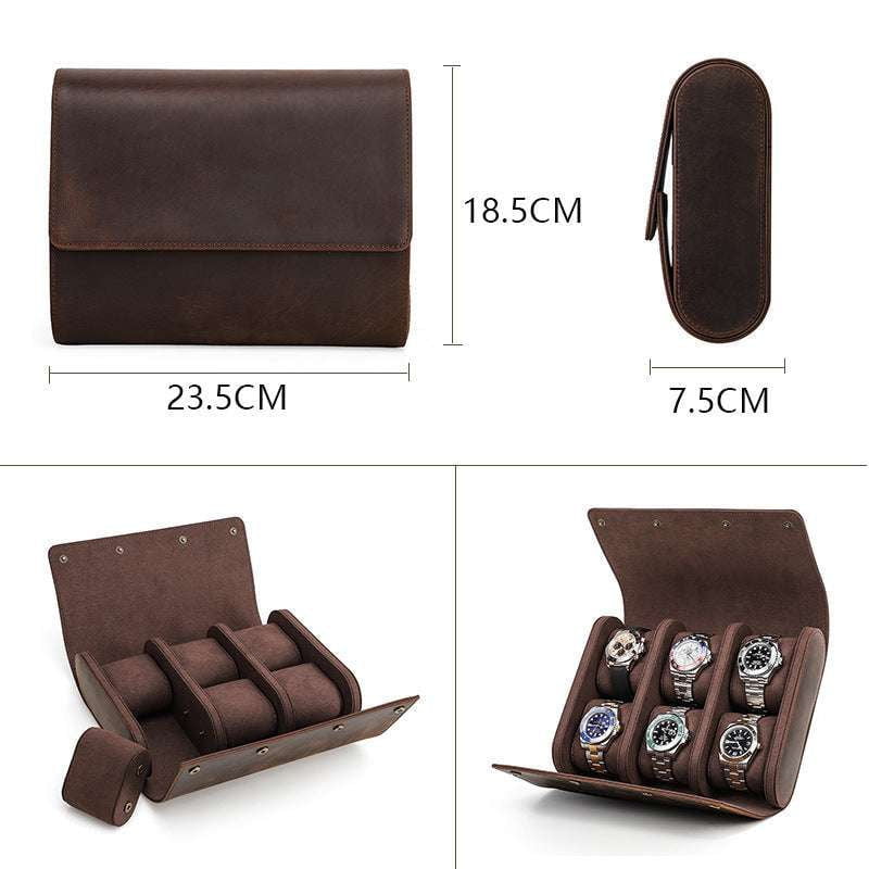 Horse Leather Case, Leather Watch Storage, Retro Watch Box - available at Sparq Mart