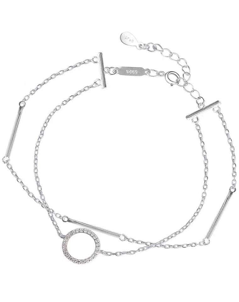 Diamond Studded Bracelet, Silver Circle Bracelet, Student Fashion Accessory - available at Sparq Mart