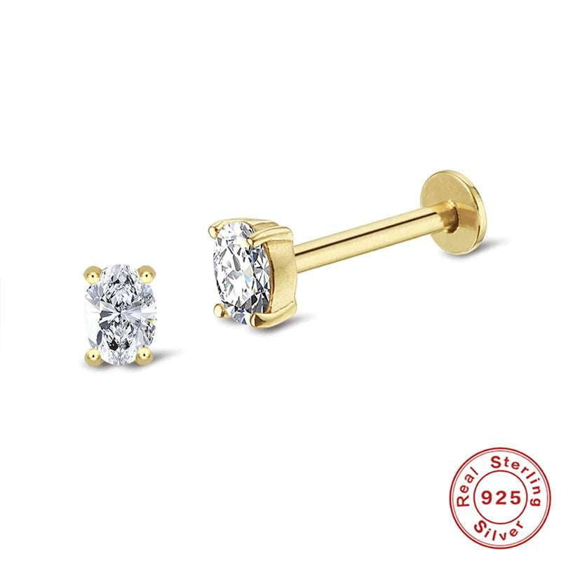 Diamond Ear Piercings, Minimalist Jewelry INS, Sterling Silver Studs - available at Sparq Mart