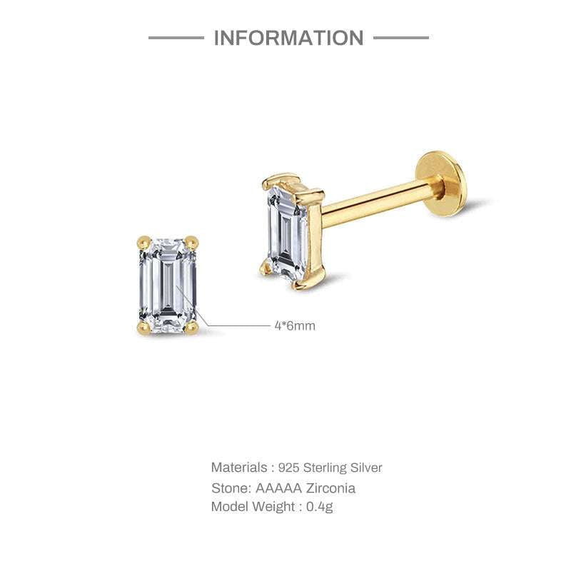 Diamond Ear Piercings, Minimalist Jewelry INS, Sterling Silver Studs - available at Sparq Mart