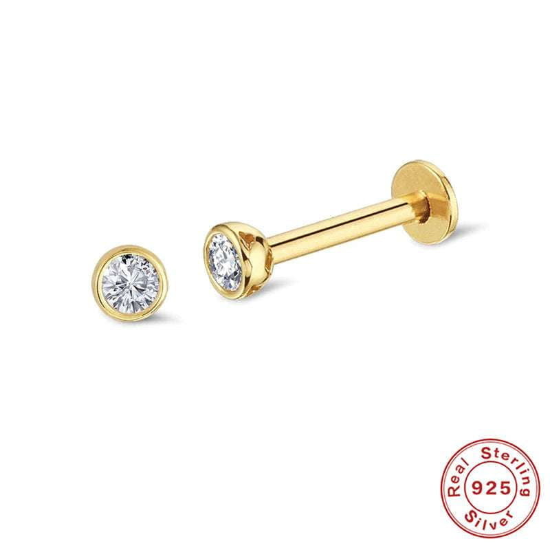 Diamond Ear Piercings, Minimalist Jewelry INS, Sterling Silver Studs - available at Sparq Mart