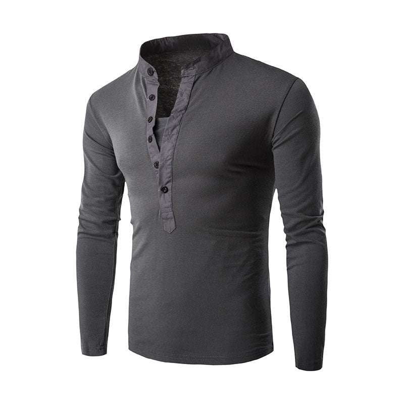 Long Sleeve Trendy, Slim Casual Shirt, Stand-up Collar T-shirt - available at Sparq Mart