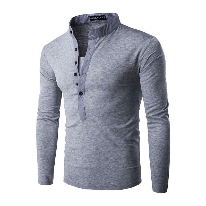 Long Sleeve Trendy, Slim Casual Shirt, Stand-up Collar T-shirt - available at Sparq Mart