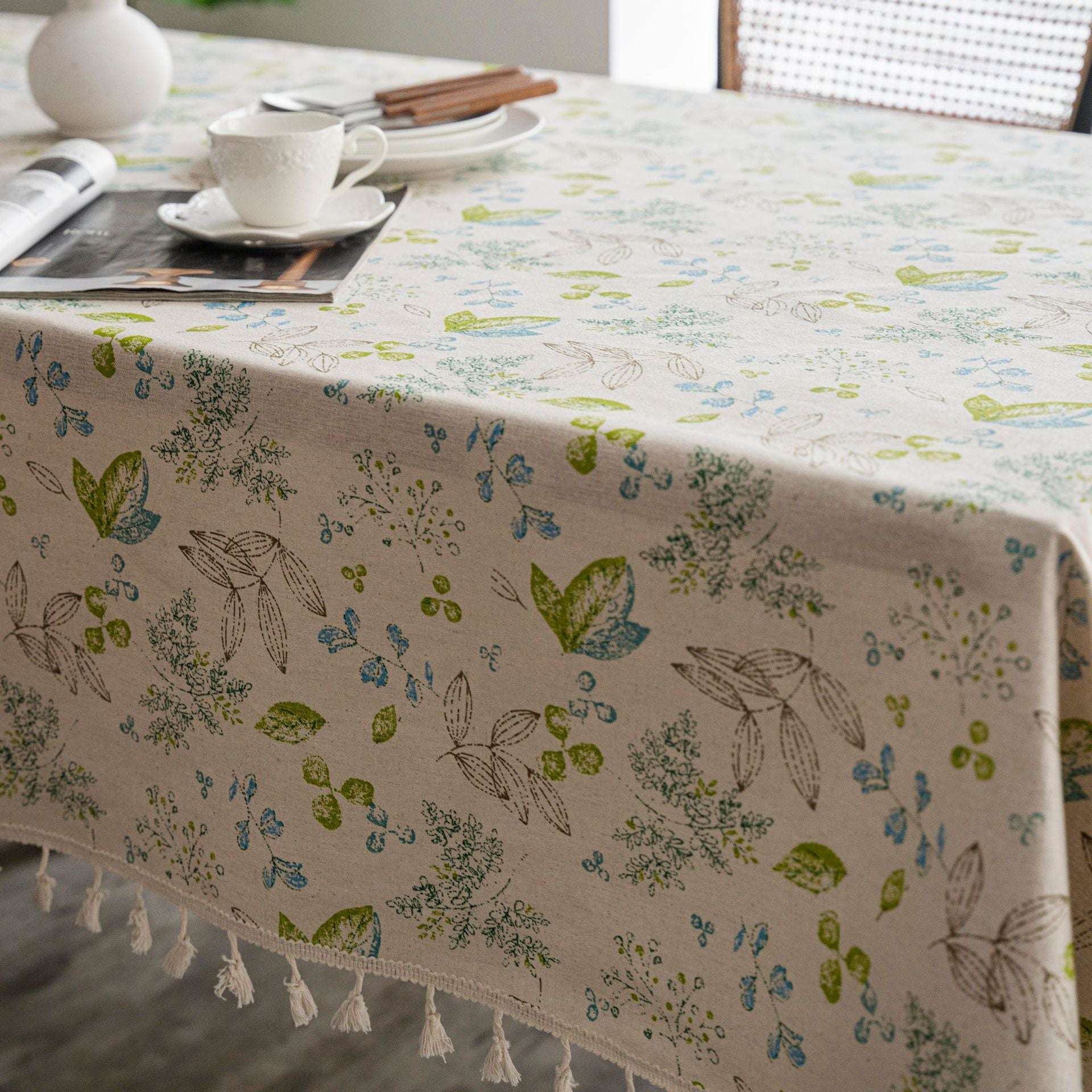 Cotton Linen Tassel Tablecloth, Small Fresh Tablecloth, Sparq Mart - available at Sparq Mart