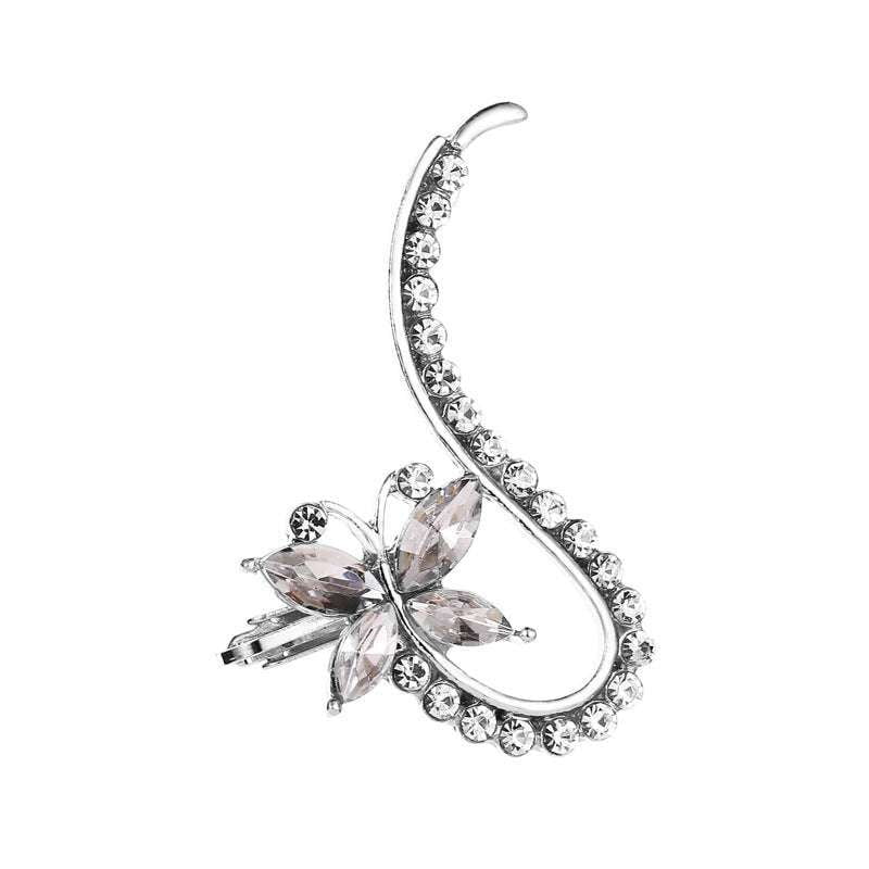 crystalline butterfly clip, elegant ear jewelry, unique clip earrings - available at Sparq Mart