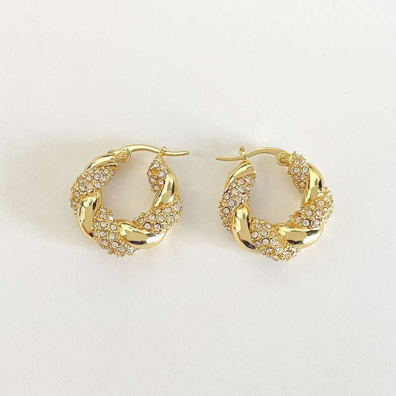 Elegant Gold Earrings, Silver Diamond Earrings, Sparkling Zircon Earrings - available at Sparq Mart