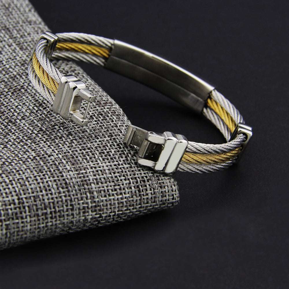 Fashion Punk Jewelry, Men's Cross Bracelet, Stainless Steel Bangles - available at Sparq Mart