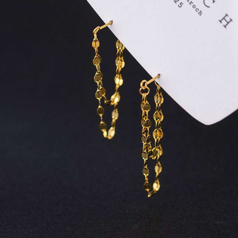 Elegant Chain Earrings, Gold Chain Earrings, Silver Kiss Earrings - available at Sparq Mart