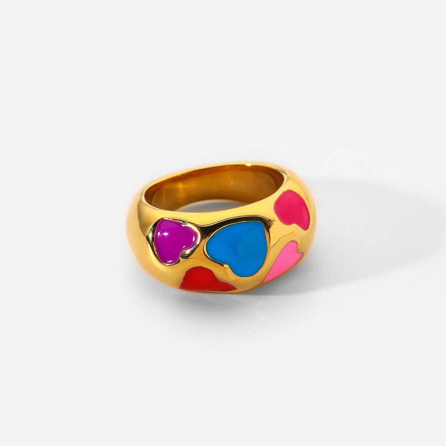 Colorful Heart Ring, Ladies Fashion Rings, Stainless Steel Jewelry - available at Sparq Mart