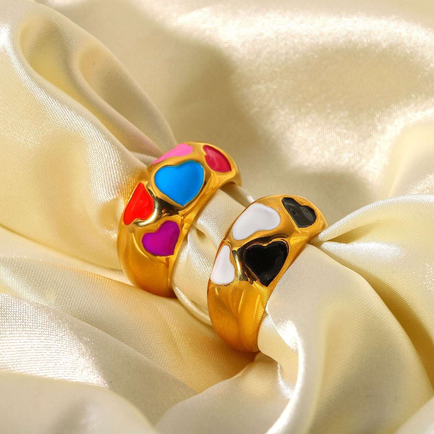 Colorful Heart Ring, Ladies Fashion Rings, Stainless Steel Jewelry - available at Sparq Mart