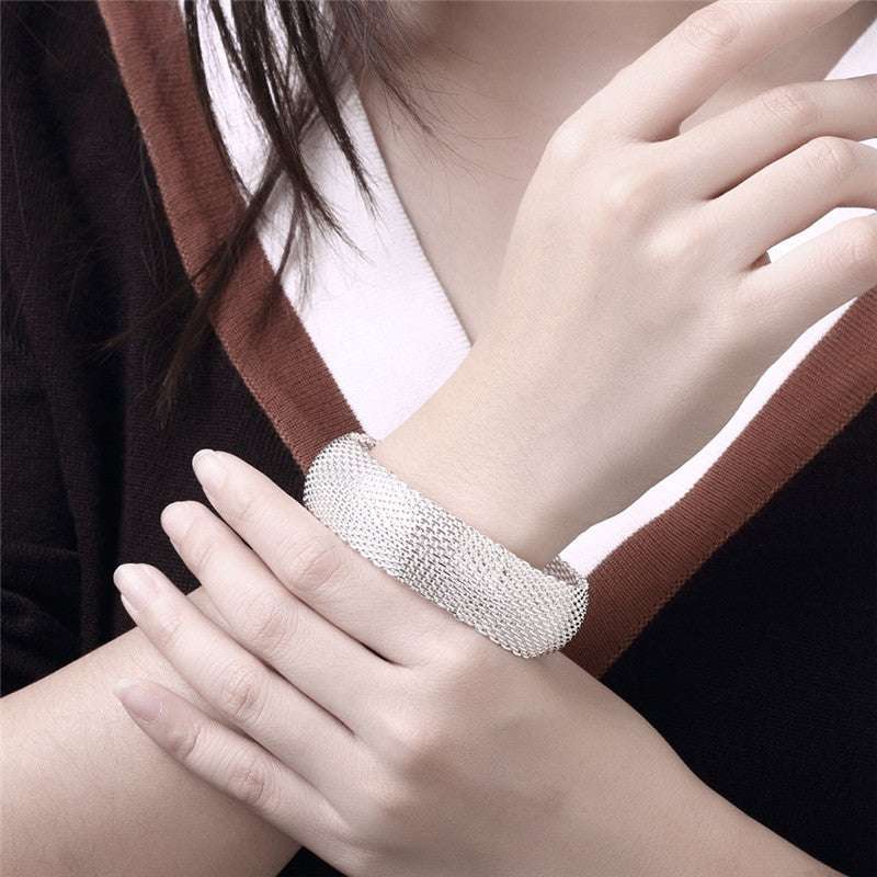 Closed mesh bracelet, Fashionable silver bracelet - available at Sparq Mart