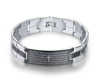 Bible-themed Jewelry, Black Stainless Steel Bracelet, Men's Cross Bracelet - available at Sparq Mart