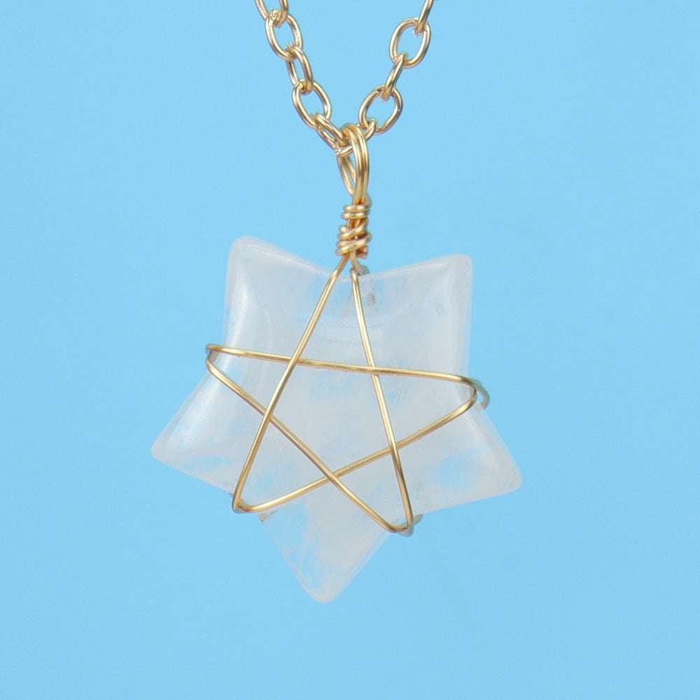 Crystal Pendant Jewelry, Elegant Agate Necklace, Natural Stone Neckwear - available at Sparq Mart