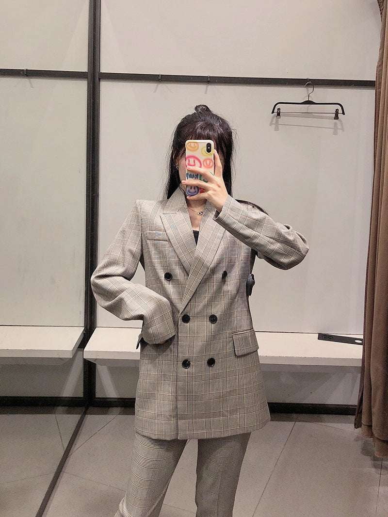 European and American Style, Stylish Plaid Suit Coat, Women's Autumn Trend - available at Sparq Mart