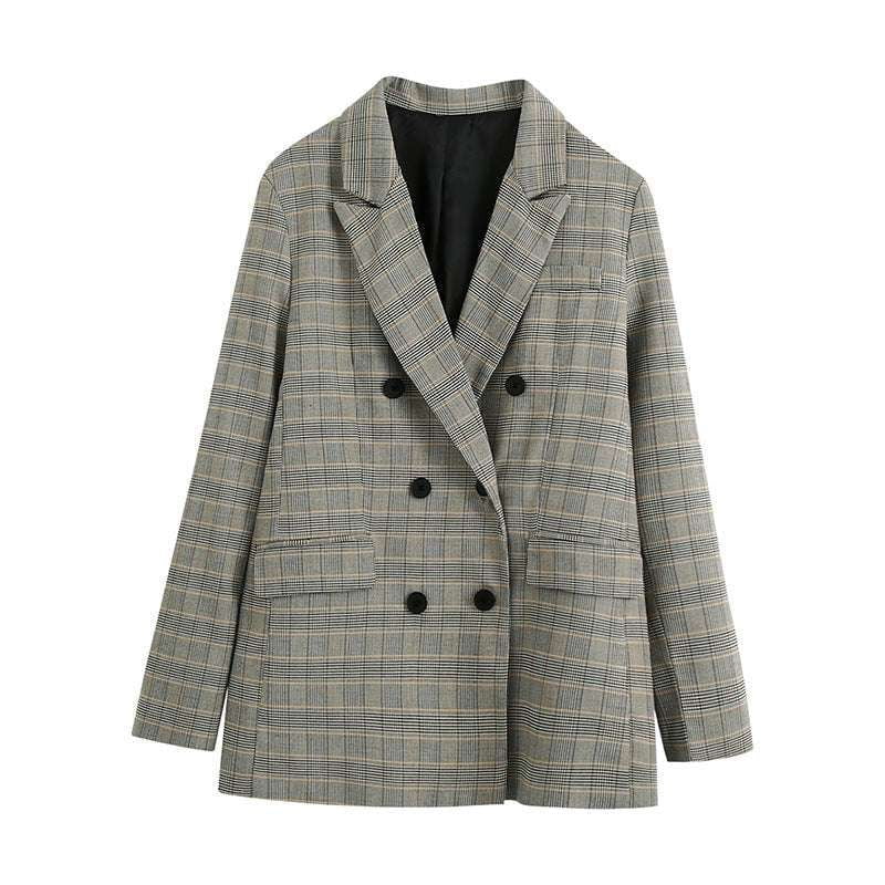 European and American Style, Stylish Plaid Suit Coat, Women's Autumn Trend - available at Sparq Mart