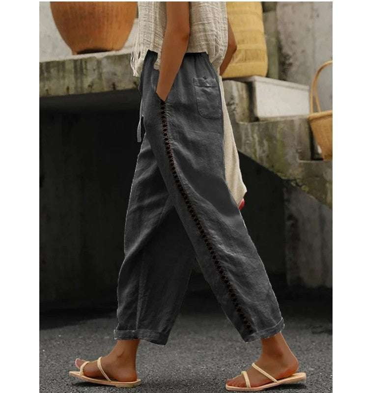 Casual Cropped Trousers, Lace Cropped Pants, Stylish Women's Pants - available at Sparq Mart