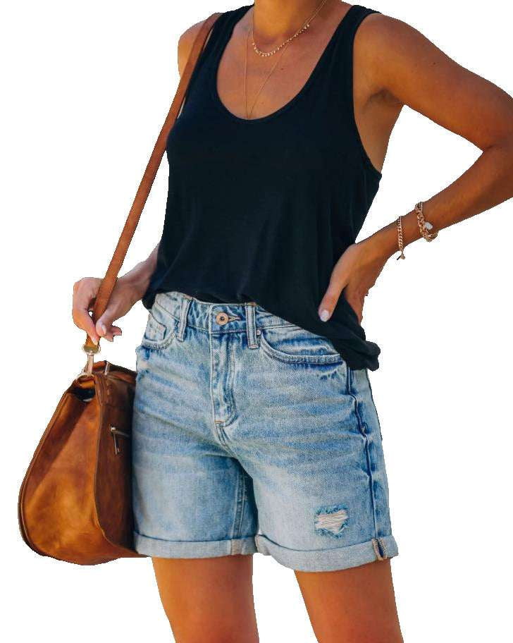 Ladies Denim Shorts, Ripped Washed Shorts, Summer Fashion Shorts - available at Sparq Mart