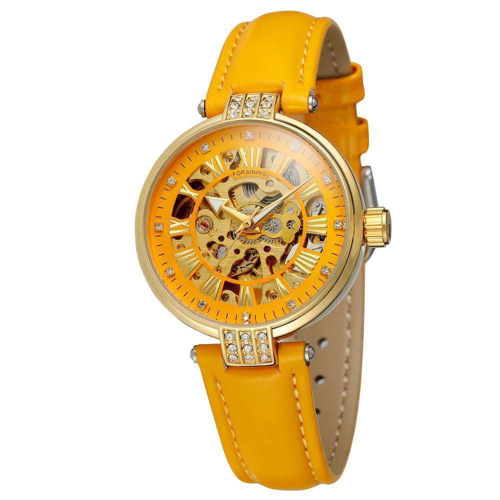 Fashion Mechanical Watch, Ladies Casual Timepiece, Waterproof Leather Watch - available at Sparq Mart