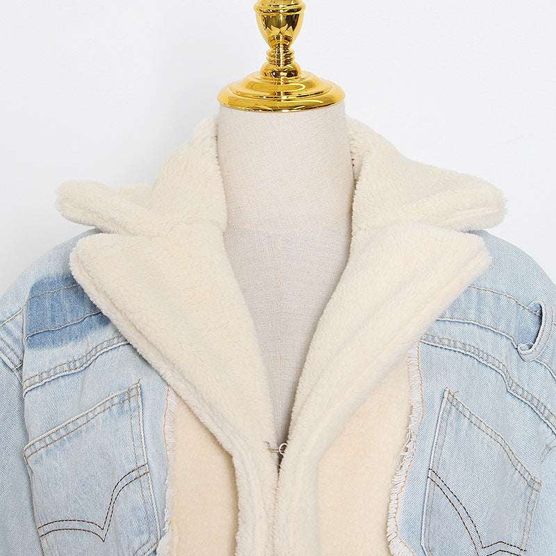 Denim Jacket for Sale, High-Quality Wool Outerwear, Stylish Lamb Wool Jacket - available at Sparq Mart