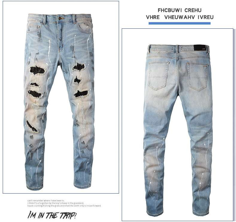 Rhinestone Skinny Pants, Ripped Denim Jeans, Trendy Leggings Style - available at Sparq Mart