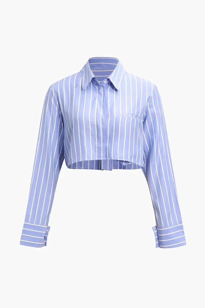 Fashionable short shirts, Stylish lapel shirts, Women's striped shirts - available at Sparq Mart