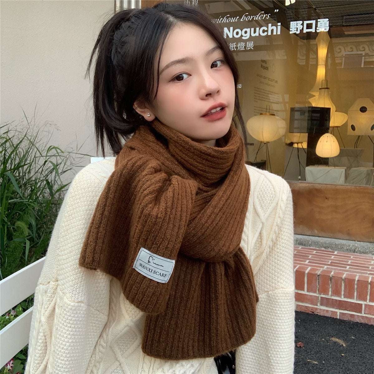 Solid Color Scarf Female, Warm Stylish Female Scarf, Winter Woolen Scarf Women - available at Sparq Mart