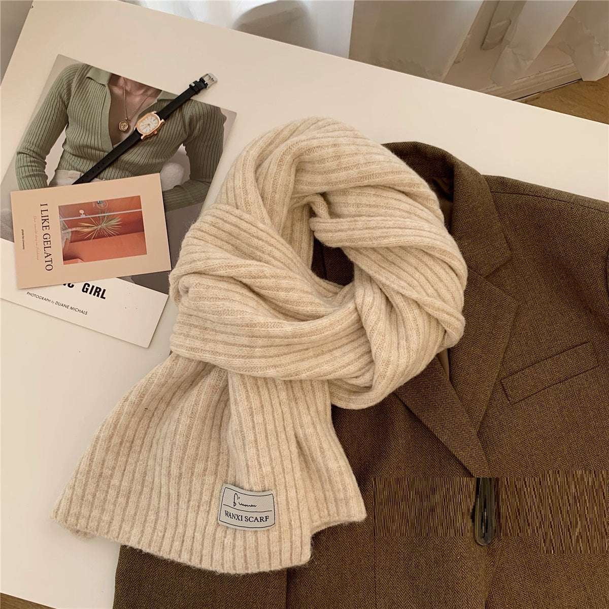 Solid Color Scarf Female, Warm Stylish Female Scarf, Winter Woolen Scarf Women - available at Sparq Mart