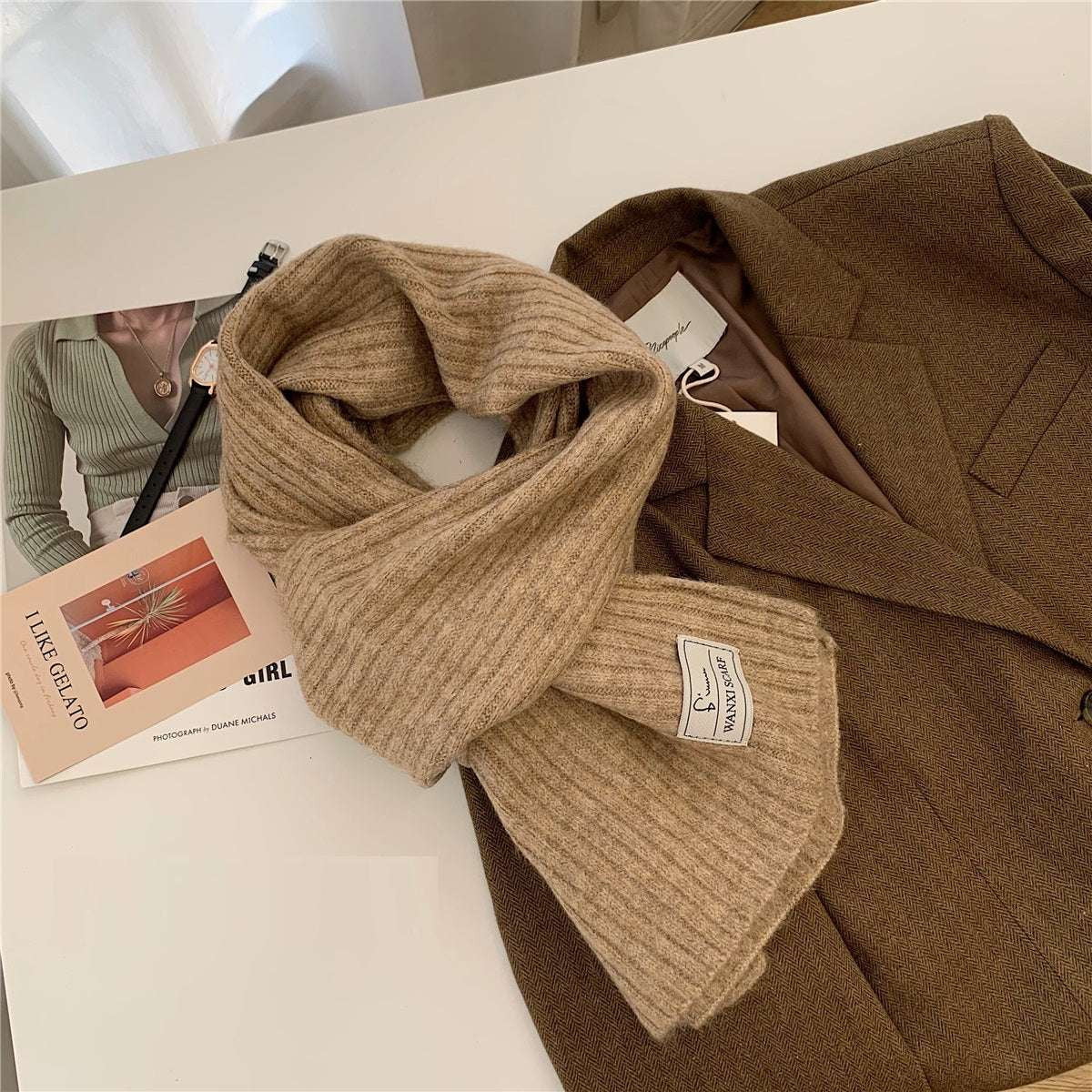 Solid Color Scarf Female, Warm Stylish Female Scarf, Winter Woolen Scarf Women - available at Sparq Mart