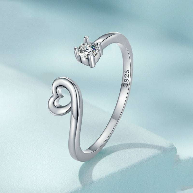 Adjustable Heart Ring, Heart-Shaped Statement Ring, Zircon Fashion Jewelry - available at Sparq Mart