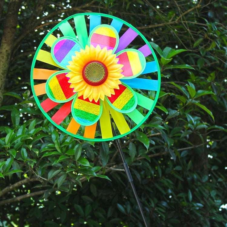 Colorful Sunflower Windmill, Garden Decoration Windmill, Outdoor Sequin Windspinner - available at Sparq Mart