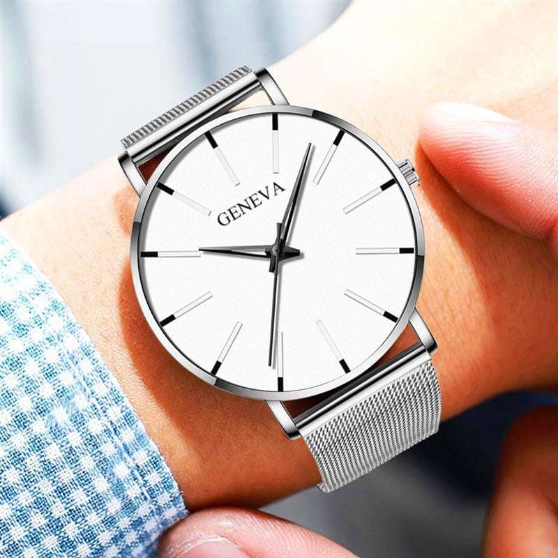 business quartz watch, stainless steel mesh band, wholesale watches - available at Sparq Mart