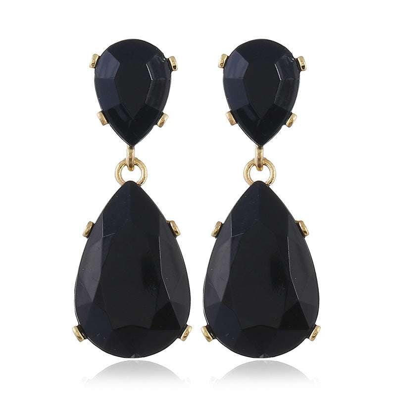 crystal drop pendant earrings, European and American fashion earrings, geometric gemstone earrings - available at Sparq Mart