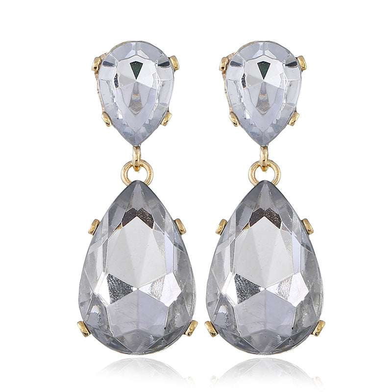 crystal drop pendant earrings, European and American fashion earrings, geometric gemstone earrings - available at Sparq Mart