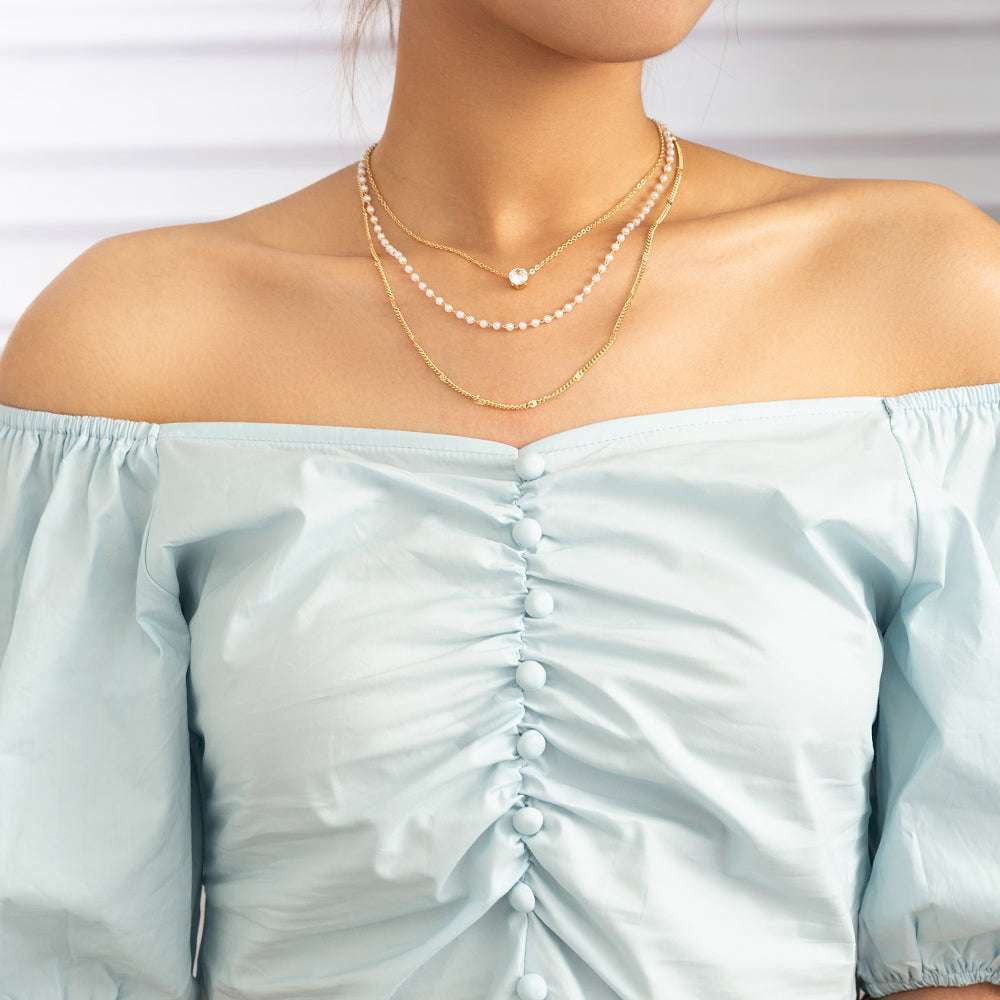 Handmade Jewelry, Multi-layer Necklace, Trendy Faux Pearl Necklace - available at Sparq Mart