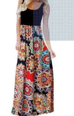 Colorful Patchwork Sundress, Floral Sundress Women, Printed Summer Dress - available at Sparq Mart