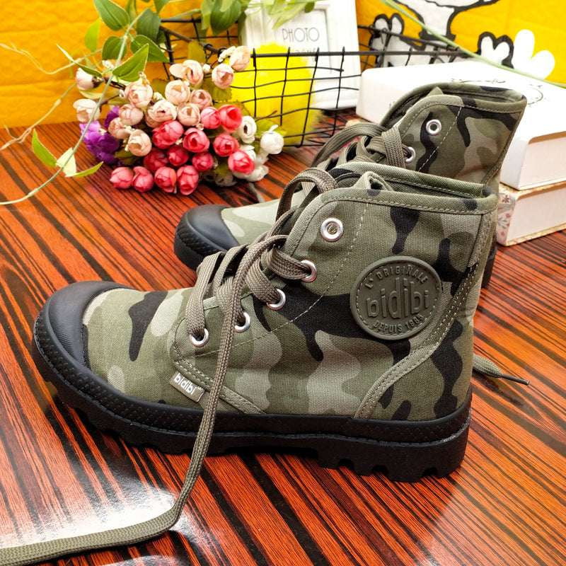 Casual Camouflage Shoes, Rubber Sole High-Tops, Women's Canvas Sneakers - available at Sparq Mart