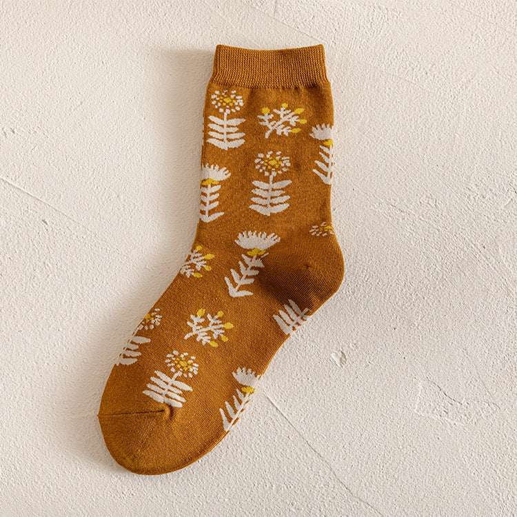 Cotton Jacquard Socks, Fashionable Socks Women, Retro Mid-calf Socks - available at Sparq Mart