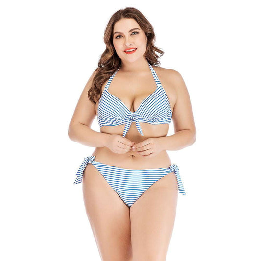 Plus Size Swimwear, Printed Large Bikini, Underwire Split Swimsuit - available at Sparq Mart