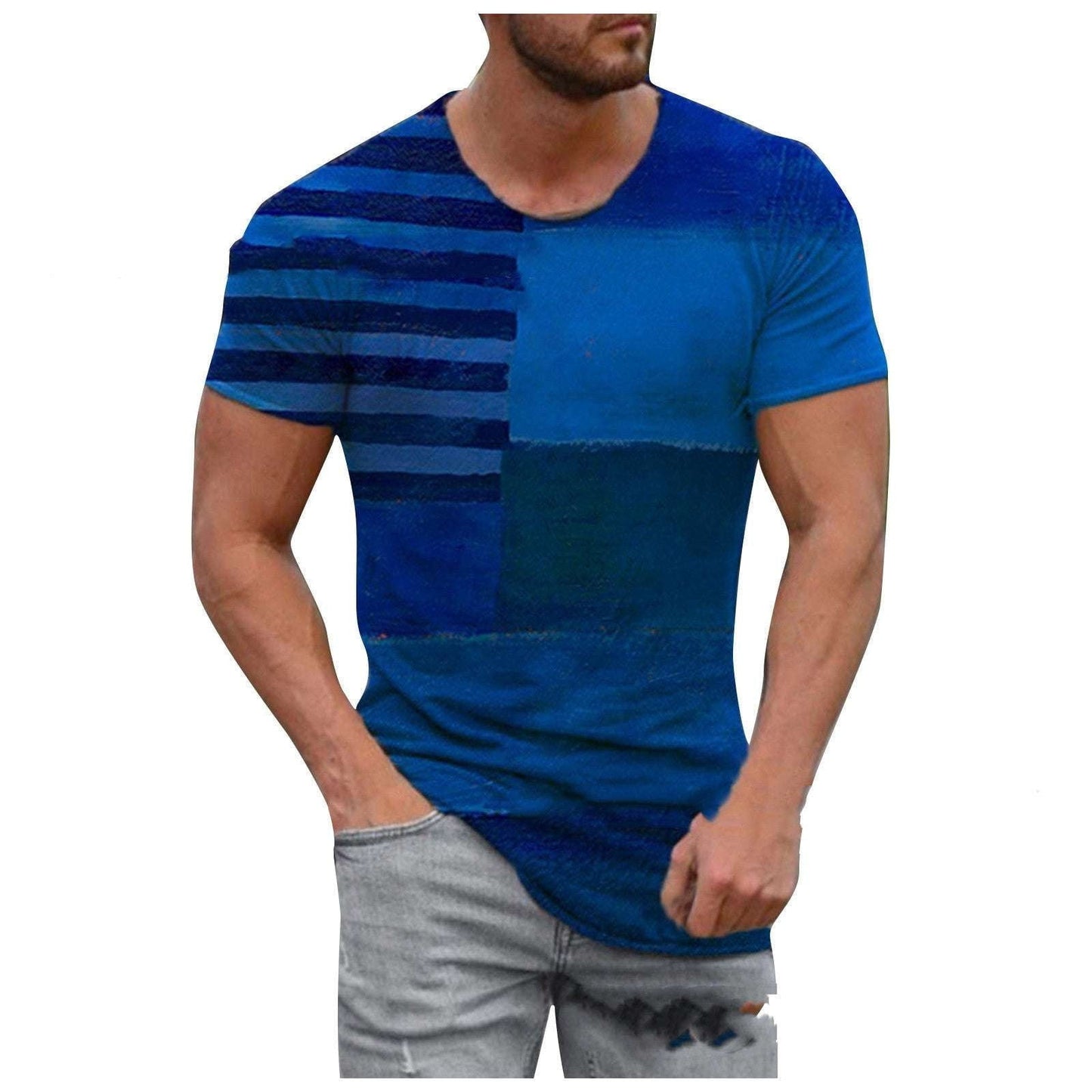 Fashion Round Neck, Men's Printed Tees, Short Sleeve T-Shirt - available at Sparq Mart