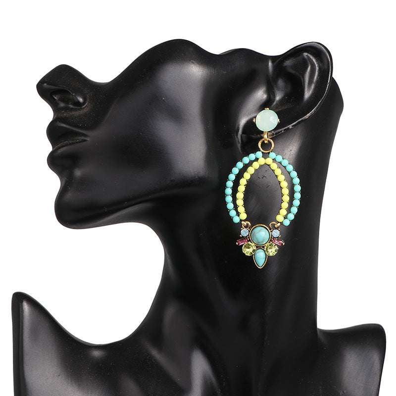 designer alloy earrings, geometric bead earrings, stylish beadwork jewelry - available at Sparq Mart