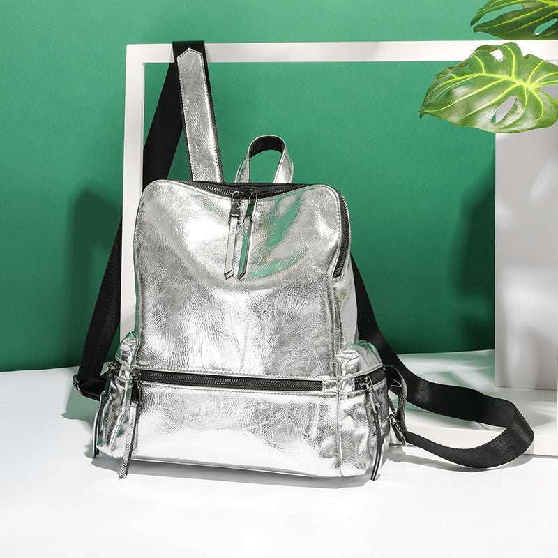 Reflective Trendy Backpack, Silver Backpack Women, Spring Summer Backpack - available at Sparq Mart